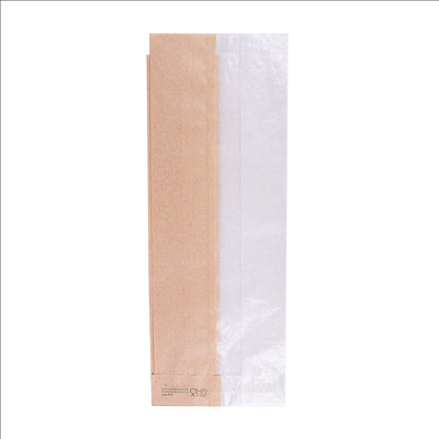 SACHETS POUR SANDWICHES AVEC FENÊTRE ECO 'CORNER WINDOW' 40 G/M2 9+5,5x26 CM NATUREL PARCH.INGRAISSABLE (250 UNITÉS)