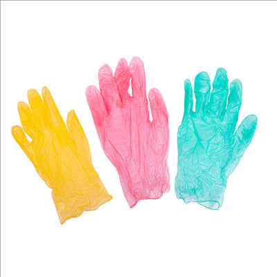 GANTS AVEC TALC  SIZE: L ASSORTI PVC (100 UNITÉS)