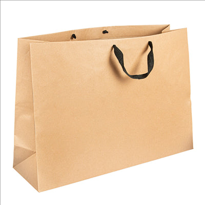 SACS SOS AVEC ANSES EN COTON NOIR  110 G/M2 60+18x42 CM NATUREL KRAFT (50 UNITÉS)