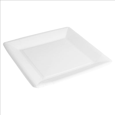 ASSIETTES CARRÉES  220 G/M2 18x18 CM BLANC CARTON (400 UNITÉS)