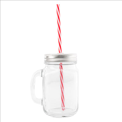 PICHET + COUVERCLE + PAILLE 'WAKI GLASS' 450 ML 10,5x8x13 CM TRANSPARENT VERRE (24 UNITÉS)