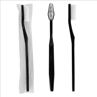 BROSSES À DENTS EN SACHETS  15,5x1x1,5 CM NOIR PS (100 UNITÉS)