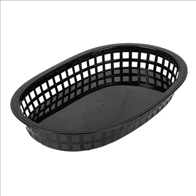 CORBEILLES ALLONGÉES  28x17,5x4 CM NOIR PP (12 UNITÉS)