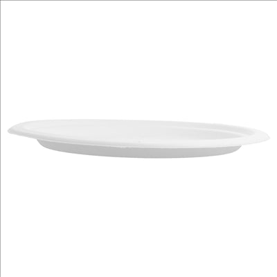 PLATEAUX OVALES 'BIONIC'  26,3x19,9x2 CM BLANC BAGASSE (600 UNITÉS)