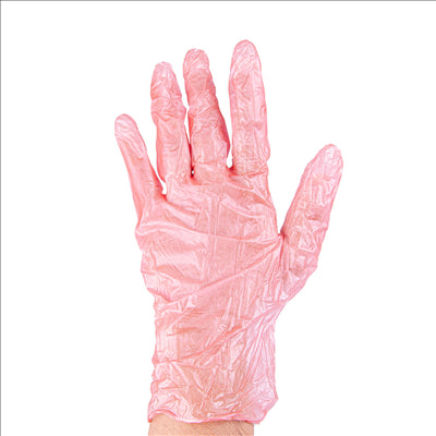 GANTS AVEC TALC  SIZE: S ROUGE PVC (100 UNITÉS)