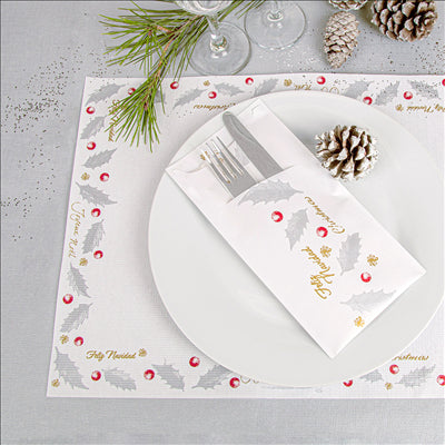 SETS DE TABLE 'NOËL' 48 G/M2 31x43 CM BLANC CELLULOSE (2000 UNITÉS)