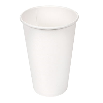 GOBELETS BOISSONS CHAUDES 1 PAROI 480 ML 300 + 18 PE G/M2 Ø9/6x13,2 CM BLANC CARTON (1000 UNITÉS)