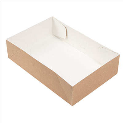 PLATEAUX REPAS À EMPORTER 4 VERRES+1 COMPART. 'THEPACK' 280 G/M2 25,3x17x6,5 CM NATUREL CARTON ONDULÉ NANO-MICRO (300 UNITÉS)