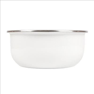 BOLS AVEC COUVERCLE 'ENAMELWARE' 700 ML Ø 14x6,1 CM BLANC ACIER ÉMAILLÉ (6 UNITÉS)
