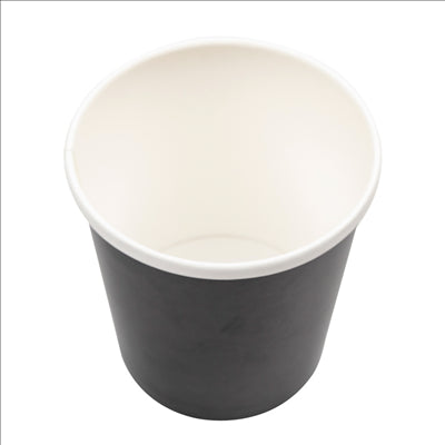 RÉCIPIENTS + COUVERCLES 480 ML - 16 oz 320 + 18 PE G/M2 Ø9,7/7,5x10 CM NOIR CARTON (250 UNITÉS)