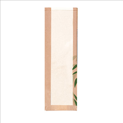 SACHETS PAIN ROND AVEC FENÊTRE ECO 'FEEL GREEN' 32 G/M2 14+4x60 CM NATUREL KRAFT (250 UNITÉS)