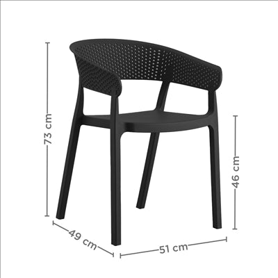 CHAISE EMPILABLE 'SUPRA-TEK'  51x49x73 CM NOIR PP (4 UNITÉS)