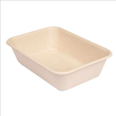 PLATEAUX + COUVERCLE 'BIONIC' 800 ML 19,3x13,5x5 CM NATUREL BAGASSE (400 UNITÉS)