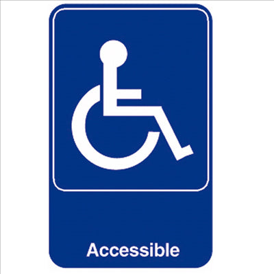 PLAQUE AUTOADHESIVE "ACCESSIBLE"  15,3x23 CM BLEU METACRYLATE (1 UNITÉ)