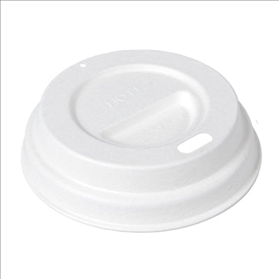 COUVERCLES POUR GOBELETS À CAFÉ 120 ML 'BIONIC'  Ø 6,2 CM BLANC BAGASSE (2000 UNITÉS)