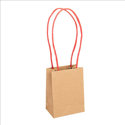 SACS SOS AVEC ANSES EN PAPIER ROUGE  110 G/M2 9+6x12 CM NATUREL KRAFT (100 UNITÉS)