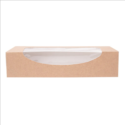 RÉCIPIENTS SUSHI+FÊNETRE 'THEPACK' 220 G/M2 + OPP 19,7x9x4,5 CM MARRON CARTON ONDULÉ NANO-MICRO (400 UNITÉS)