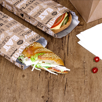 SACHETS INGRAISSABLES POUR SANDWICHES 'PAROLE' 40+20 G/M2 12+4x35 CM MARRON KRAFT + ALUMINIUM (500 UNITÉS)