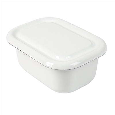 RÉCIPIENTS AVEC COUVERCLE 'ENAMELWARE' 850 ML 18x13x7,5 CM BLANC ACIER ÉMAILLÉ (4 UNITÉS)