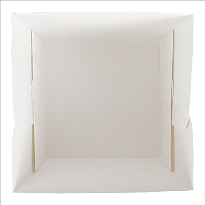 BOÎTES PATISSERIES HAUTES SANS FENÊTRE 'THEPACK DECO' 330 G/M2 25,4x25,4x30,5 CM BLANC CARTON ONDULÉ MICROCANAL (30 UNITÉS)