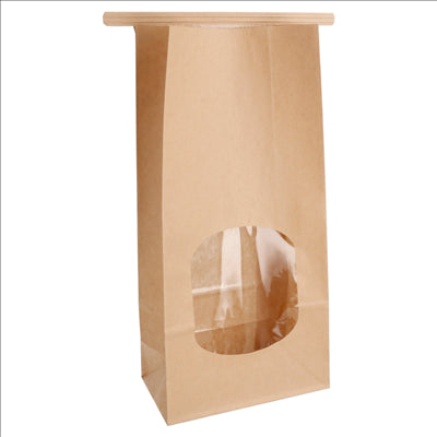 SACS SOS AUTO-FERMETURE AVEC FENÊTRE 1800 GR 60 G/M2 + 25µ OPP 12+6,5x24,6 CM NATUREL KRAFT (500 UNITÉS)