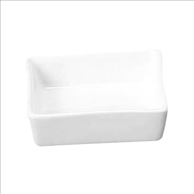 RÉCIPIENTS CARRÉS 'AKALA'  7,5x7,5x2,3 CM BLANC PORCELAINE (12 UNITÉS)