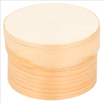 MINI BOÎTES CYLINDRIQUES + CARTON ET CAPSULE  Ø 5x3,5 CM NATUREL BOIS (200 UNITÉS)