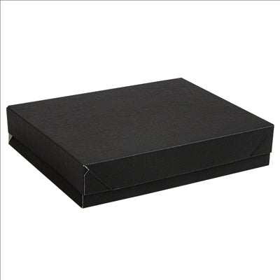 PLATEAUX + COUVERCLE 'THEPACK' 230 G/M2 23x17x4,5 CM NOIR CARTON ONDULÉ NANO-MICRO (200 UNITÉS)