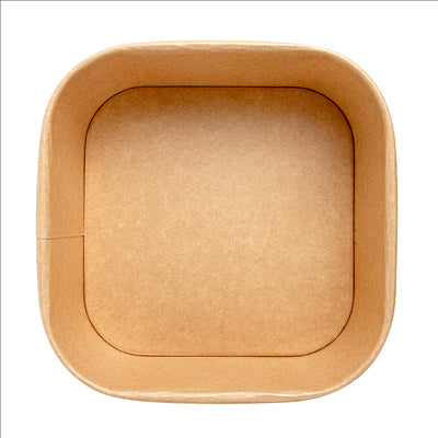 RÉCIPIENTS CARRÉS 1230 ML 320 + 26 PE G/M2 16,7x16,7x6,6 CM NATUREL KRAFT (300 UNITÉS)
