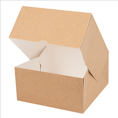 BOÎTES PATISSERIES SANS FENÊTRE 'THEPACK' 240 G/M2 16x16x8 CM NATUREL CARTON ONDULÉ NANO-MICRO (200 UNITÉS)