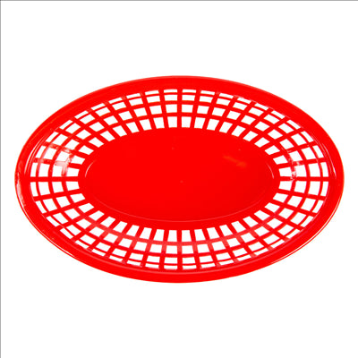 CORBEILLES OVALES  24x15x4,5 CM ROUGE PP (12 UNITÉS)