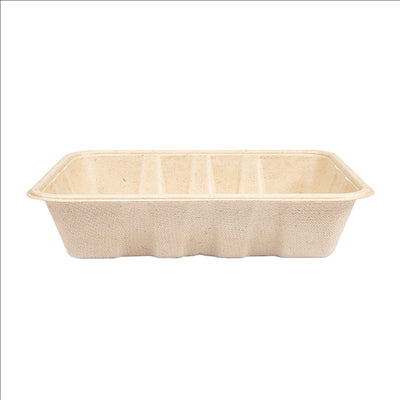 PLATEAUX 'BIONIC' 1000 ML 22x16,5x4,7 CM NATUREL BAGASSE (400 UNITÉS)