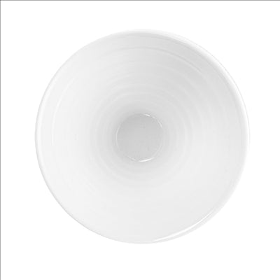 BOLS CONIQUES STRIÉS 160 ML  Ø9,5x6,5 (h) CM BLANC PORCELAINE (6 UNITÉS)