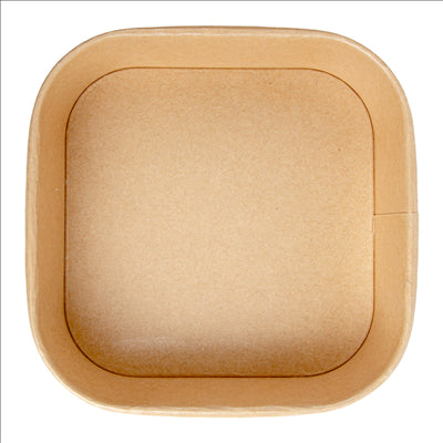 RÉCIPIENTS CARRÉS 1000 ML 320 + 26 PE G/M2 16,7x16,7x5,5 CM NATUREL KRAFT (300 UNITÉS)