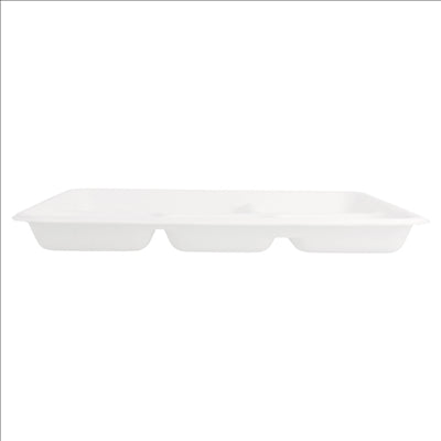 PLATEAUX 5 COMPART. 'BIONIC'  26,5x21,5x2,5 CM BLANC BAGASSE (500 UNITÉS)