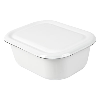 RÉCIPIENTS AVEC COUVERCLE 'ENAMELWARE' 2100 ML 23,5x19x9 CM BLANC ACIER ÉMAILLÉ (3 UNITÉS)