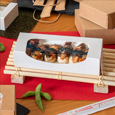 RÉCIPIENTS SUSHI+FÊNETRE 'THEPACK' 230 G/M2 + OPP 19,7x9x4,5 CM BLANC CARTON ONDULÉ NANO-MICRO (400 UNITÉS)