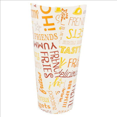 GOBELETS À FRITES OUVERT 'PAROLE' 22 OZ - 660 ML 220 + 18PE G/M2 Ø8,5x18 CM BLANC CARTON (50 UNITÉS)