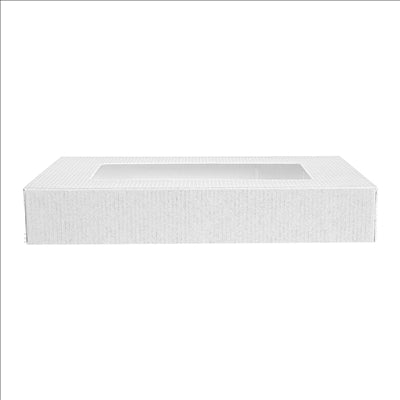 COUVERCLES AVEC FENÊTRE POUR BOÎTES 254.77 'THEPACK' 250 G/M2 11x15x2 CM BLANC CARTON ONDULÉ NANO-MICRO (200 UNITÉS)