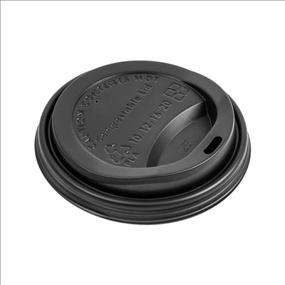 COUVERCLES POUR GOBELETS 360 ML 'BIODEGRADABLE'  NOIR CPLA (1000 UNITÉS)