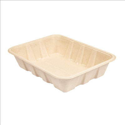 PLATEAUX 'BIONIC' 1000 ML 22x16,5x4,7 CM NATUREL BAGASSE (400 UNITÉS)