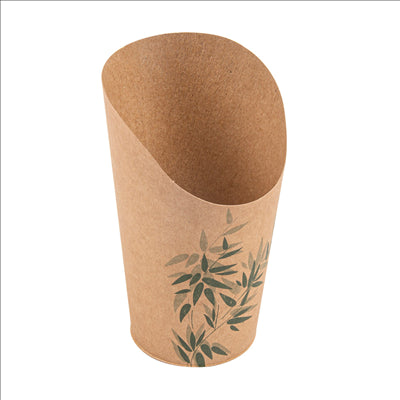 GOBELETS A FRITES OUVERTS 'FEEL GREEN' 16 OZ - 480 ML 200 + 25PE G/M2 Ø8,5x13,5 CM MARRON CARTON (50 UNITÉS)