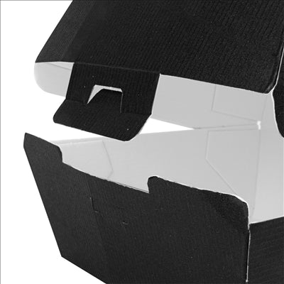 BOÎTES HAMBURGER 'THEPACK' 230 G/M2 14,4x13,6x9,2 CM (L+) NOIR CARTON ONDULÉ NANO-MICRO (500 UNITÉS)