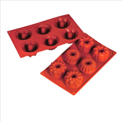 MOULE BRIOCHETTE Ø 7,5x4 CM  17,5x30 CM ROUGE SILICONE (1 UNITÉ)