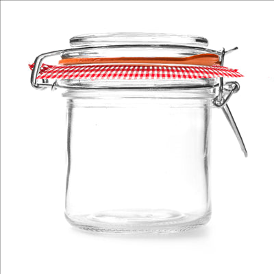POT FERMETURE CLIP + PAPIER VICHY 'WAKI GLASS' 250 ML Ø 8,5x10 CM TRANSPARENT VERRE (24 UNITÉS)