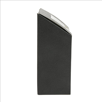 BOÎTES AVEC FENÊTRE POUR "TORTILLA" 'THEPACK' 230 G/M2 + OPP 9,2x5,1x9,2/12,5 CM NOIR CARTON ONDULÉ NANO-MICRO (600 UNITÉS)