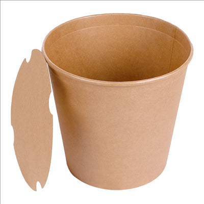 CONTAINERS POULET + COUVERCLES 5100 ML 337 + 18PE G/M2 Ø 22/16,3x20,9 CM NATUREL KRAFT (120 UNITÉS)