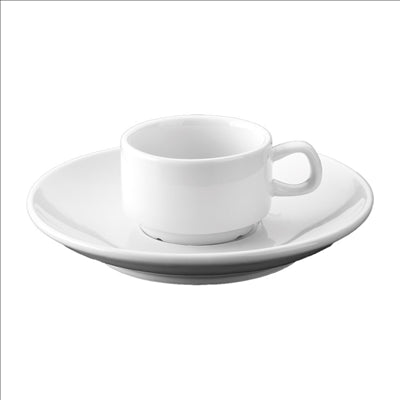 TASSES CAFÉ + SOUCOUPES 100 ML Ø6,8x4,2 cm BLANC PORCELAINE (12 UNITÉS)