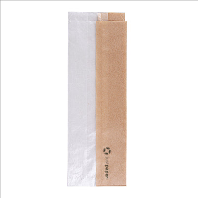 SACHETS POUR SANDWICHES AVEC FENÊTRE ECO 'CORNER WINDOW' 40 G/M2 9+5,5x26 CM NATUREL PARCH.INGRAISSABLE (250 UNITÉS)