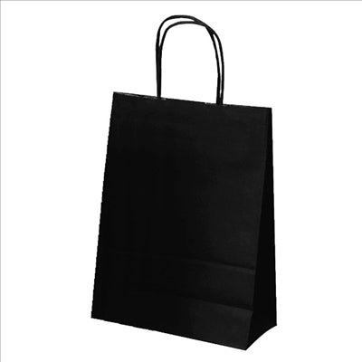 SACS SOS COULEUR UNIE  80 G/M2 26+14x32 CM NOIR KRAFT (250 UNITÉS)